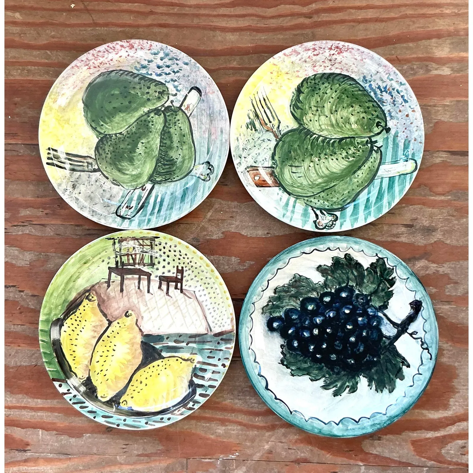 Vintage Regency Hand Painted Ceramic Plates - Set of 4 — additional photo 3
