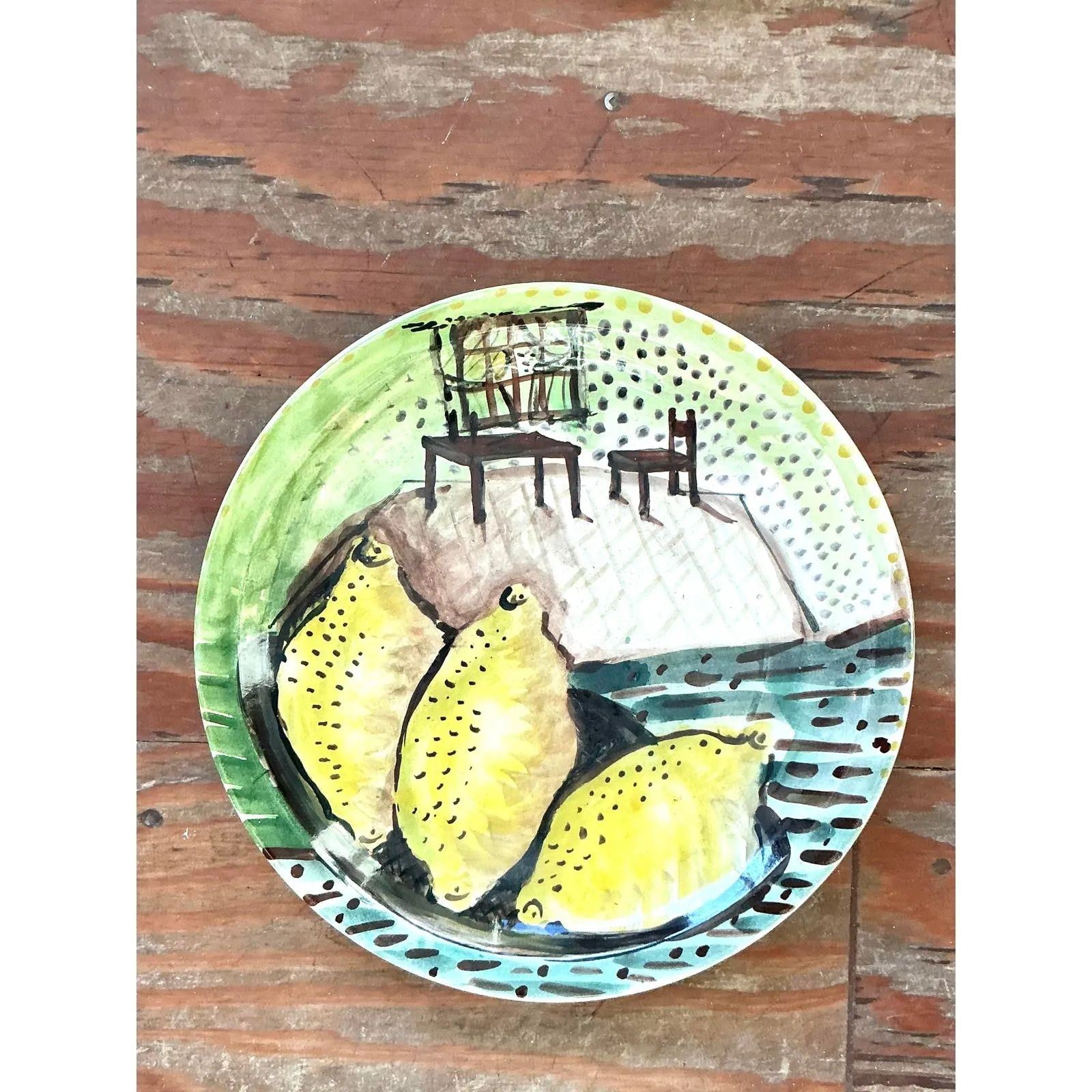 Vintage Regency Hand Painted Ceramic Plates - Set of 4 — additional photo 7