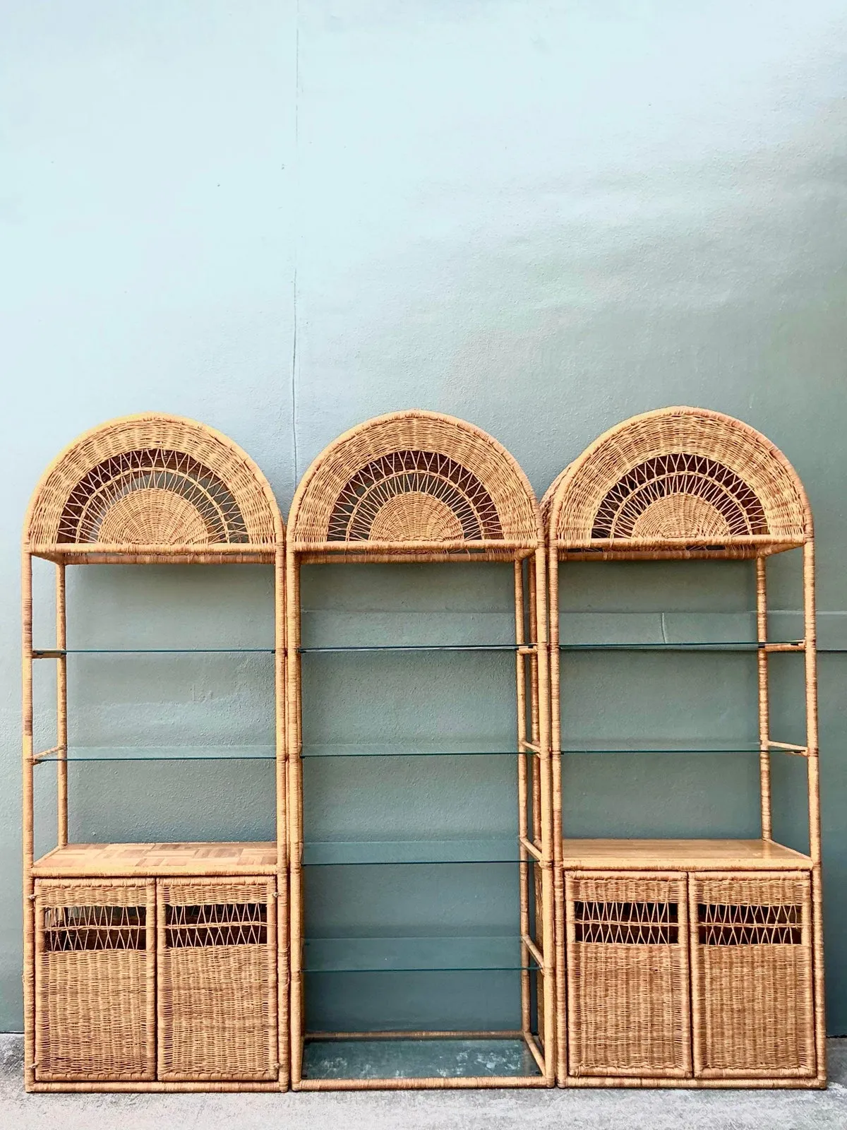 Vintage Boho Woven Rattan Etagere - Set of 3 — additional photo 5