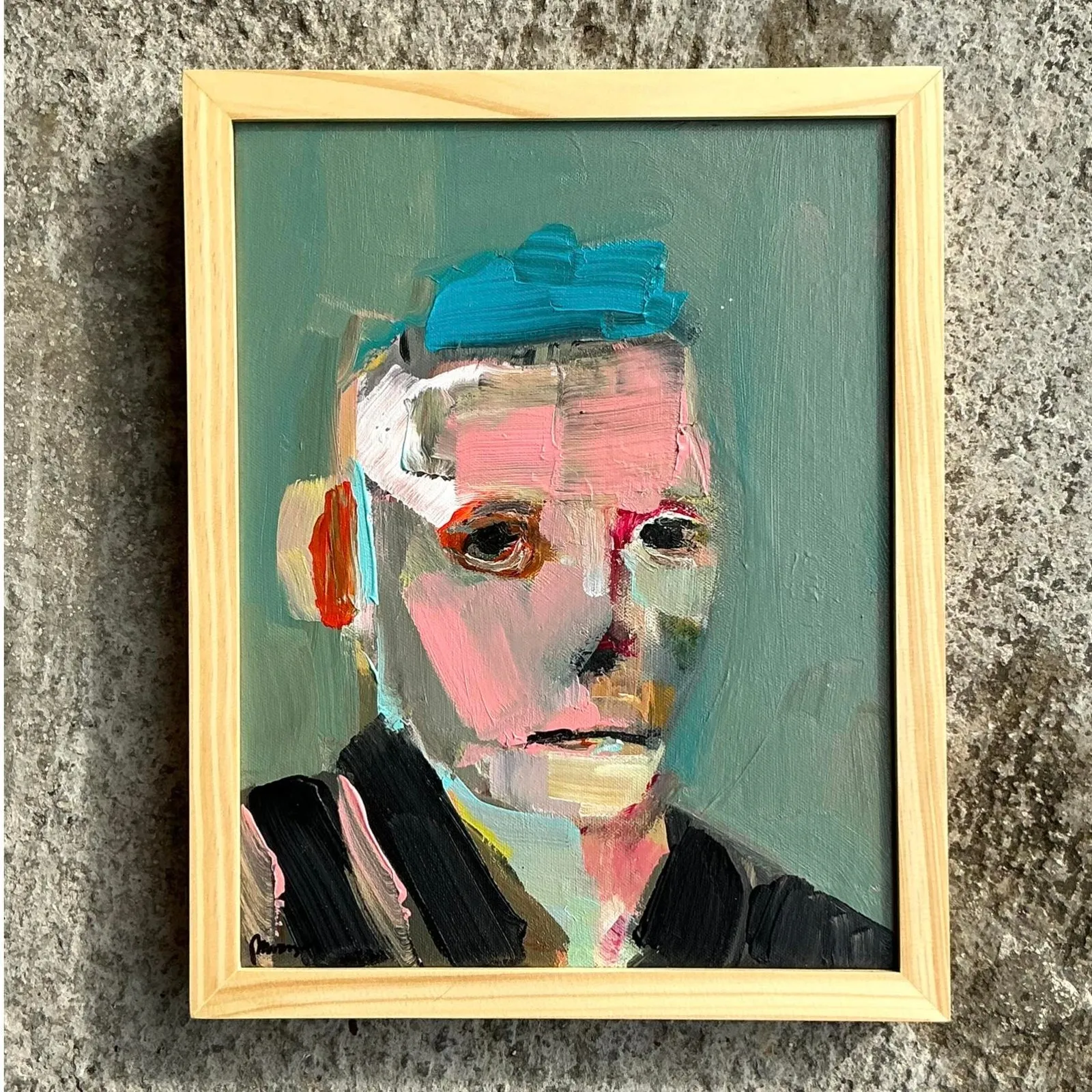 Vintage Boho Abstract Figurative Portrait on Canvas — additional photo 1