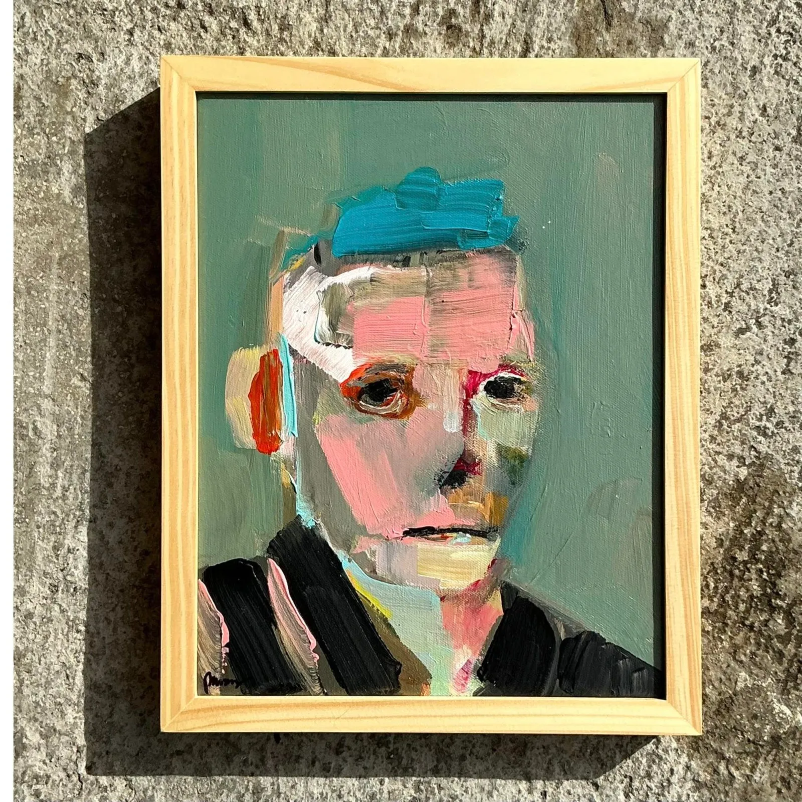 Vintage Boho Abstract Figurative Portrait on Canvas — additional photo 3