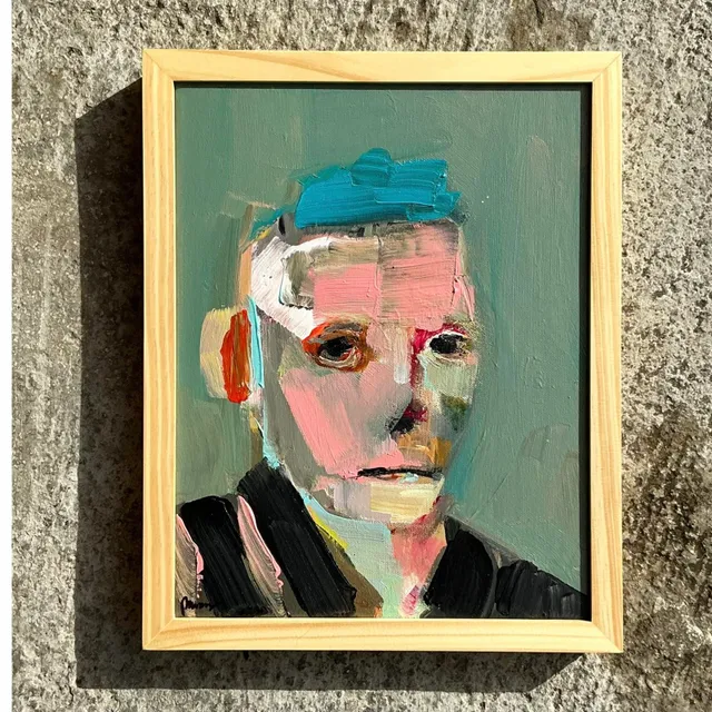 Vintage Boho Abstract Figurative Portrait on Canvas — additional photo 3
