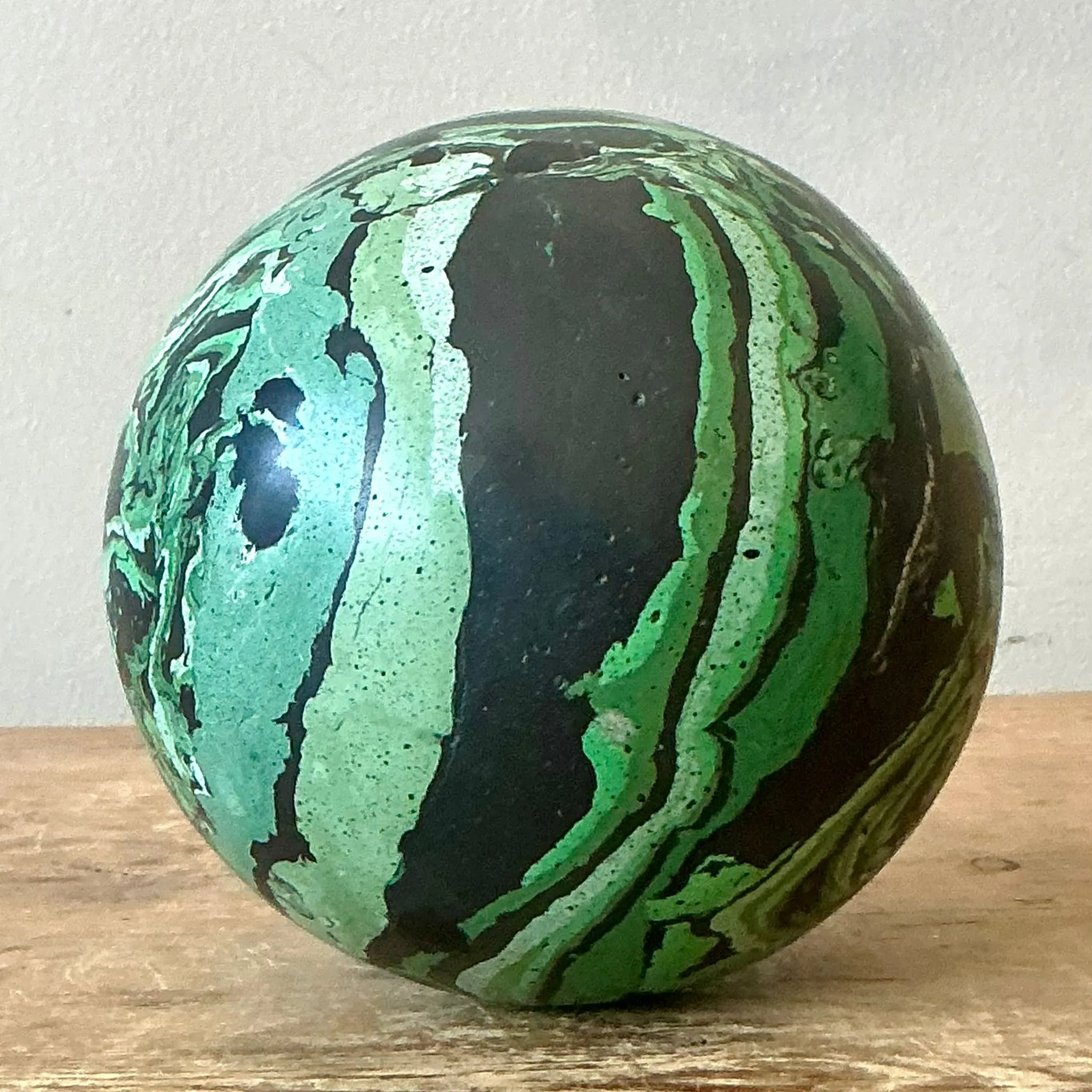 Vintage Boho Hand-Painted Scagliola Sphere — additional photo 1