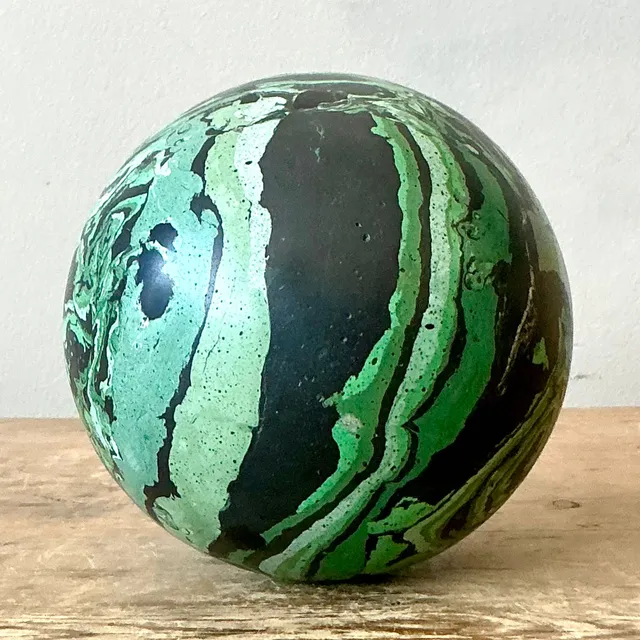 Vintage Boho Hand-Painted Scagliola Sphere — additional photo 3