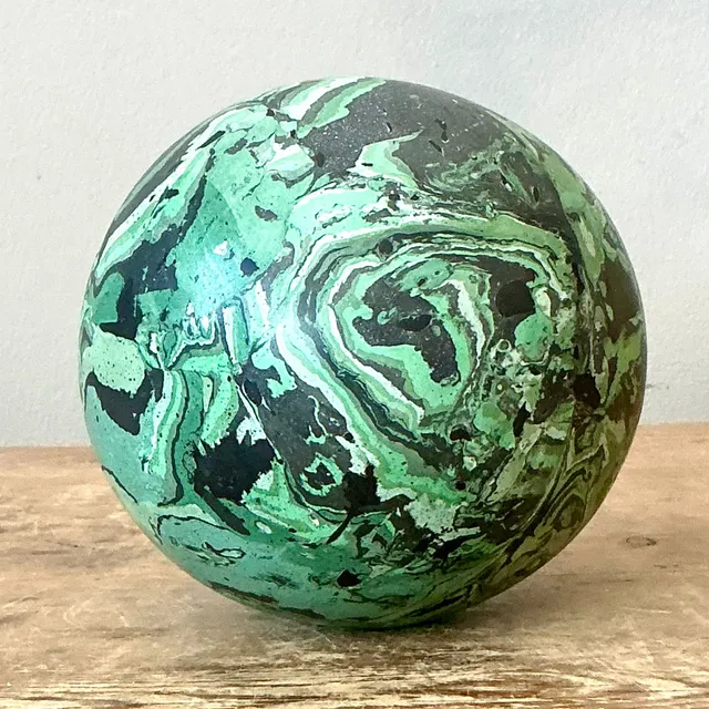 Vintage Boho Hand-Painted Scagliola Sphere — additional photo 4