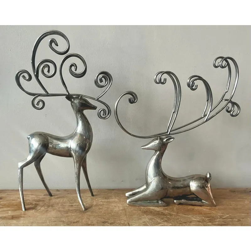 Vintage Boho Nickel Plated Reindeer - Set of 2 — additional photo 1