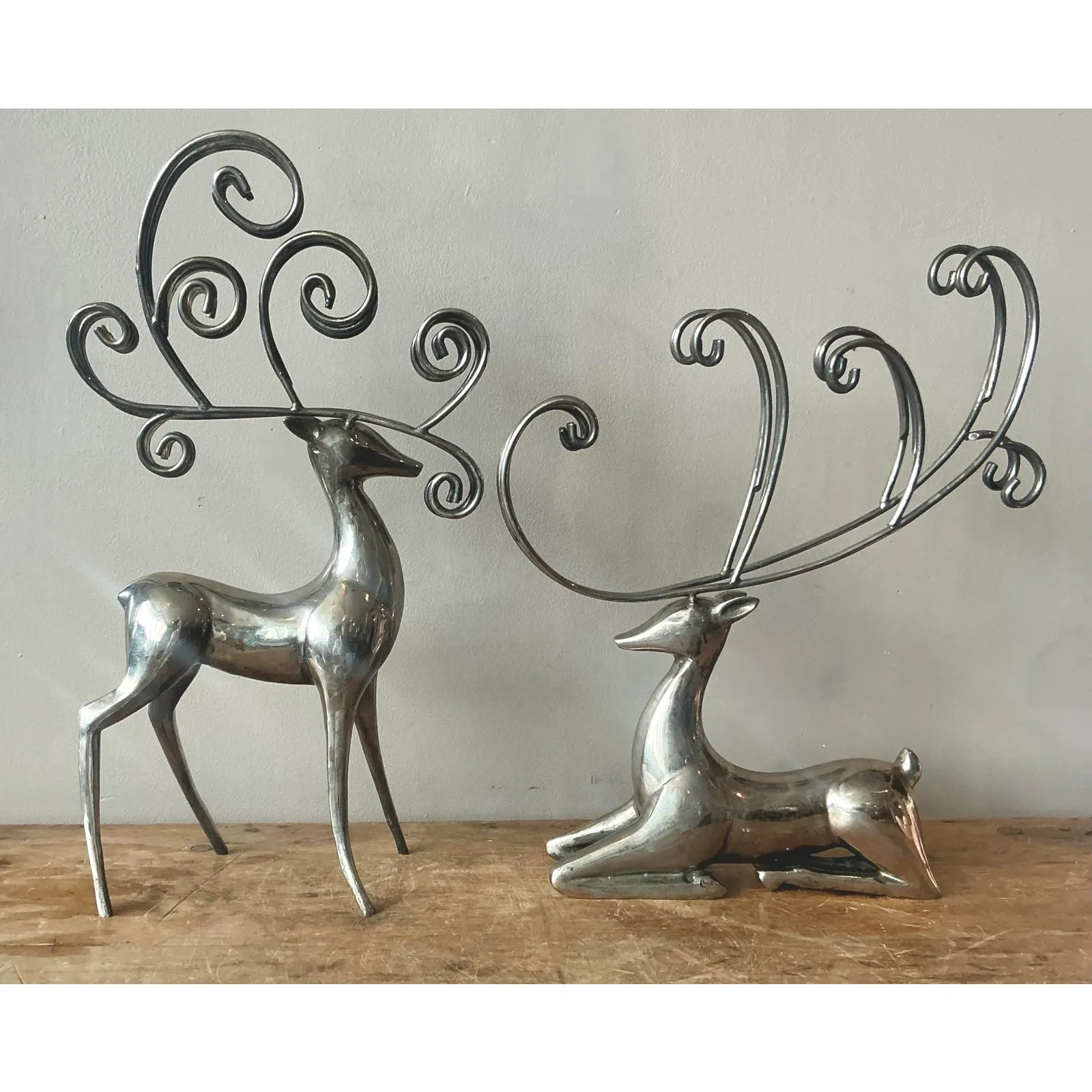 Vintage Boho Nickel Plated Reindeer - Set of 2 — additional photo 2