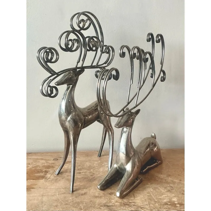 Vintage Boho Nickel Plated Reindeer - Set of 2 — additional photo 3