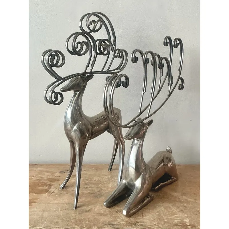 Vintage Boho Nickel Plated Reindeer - Set of 2 — additional photo 4