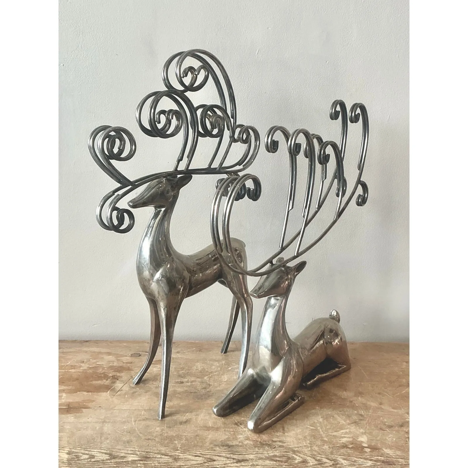 Vintage Boho Nickel Plated Reindeer - Set of 2 — additional photo 6