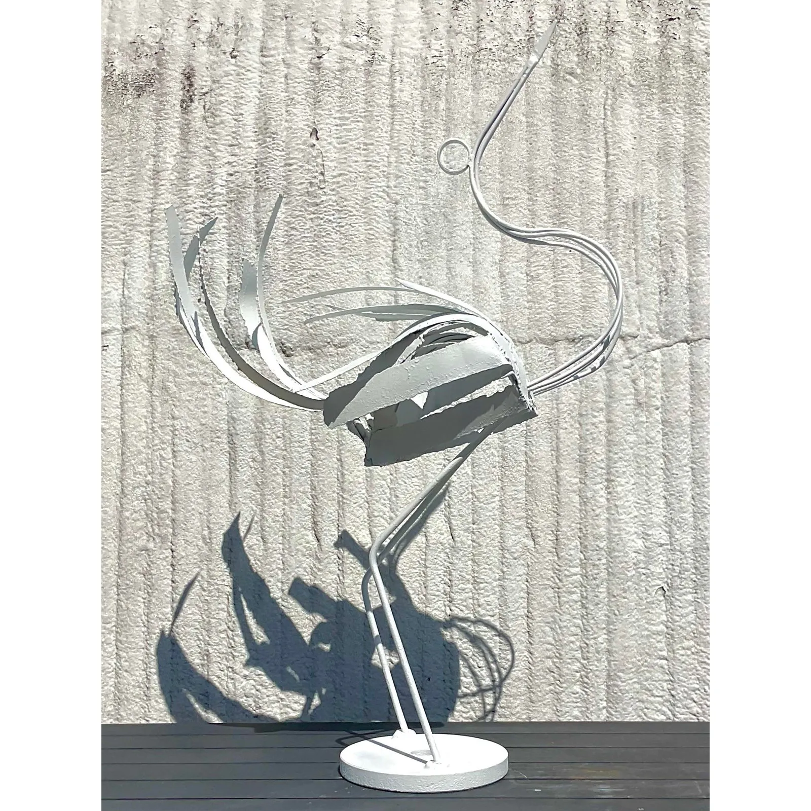 Vintage Boho Monumental Wrought Iron Crane Sculpture — additional photo 2