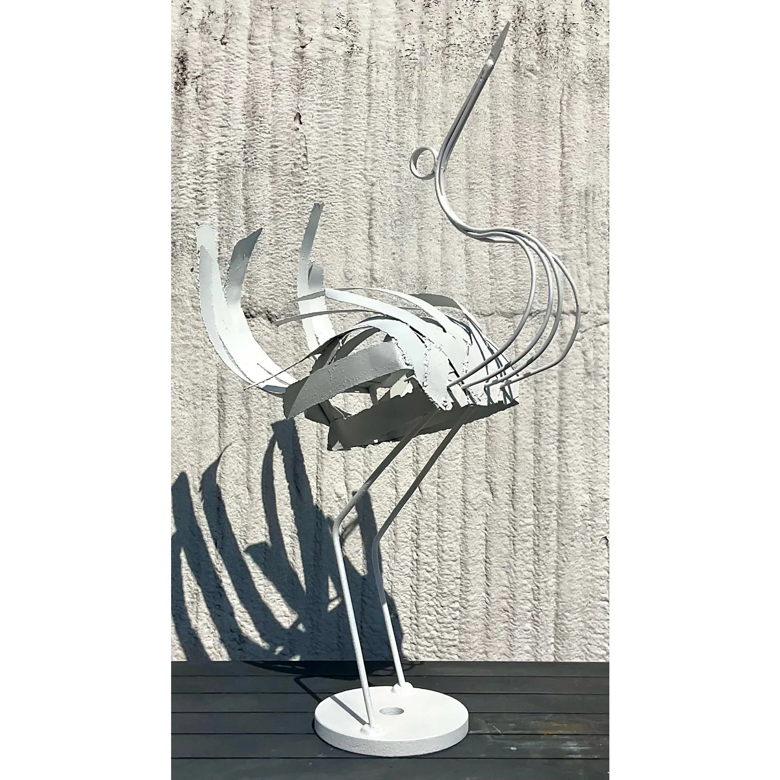 Vintage Boho Monumental Wrought Iron Crane Sculpture — additional photo 4