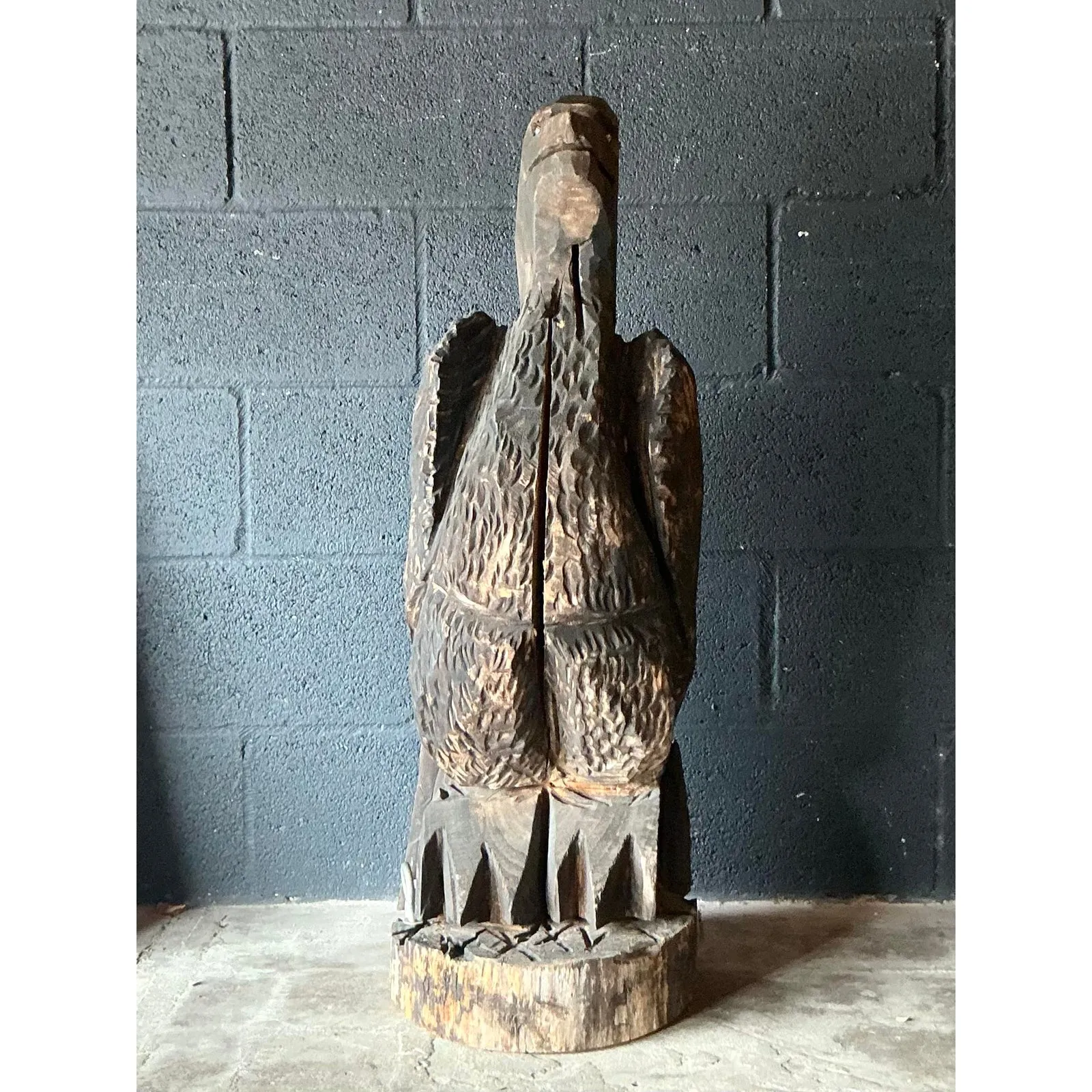 Vintage Boho Hand Carved Eagle Sculpture — additional photo 3