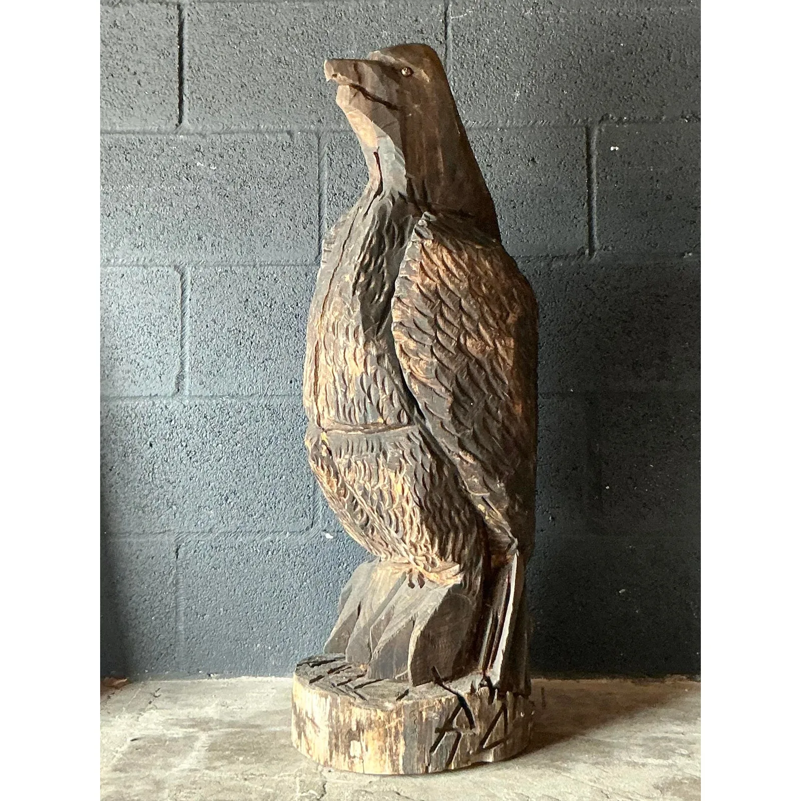 Vintage Boho Hand Carved Eagle Sculpture — additional photo 1