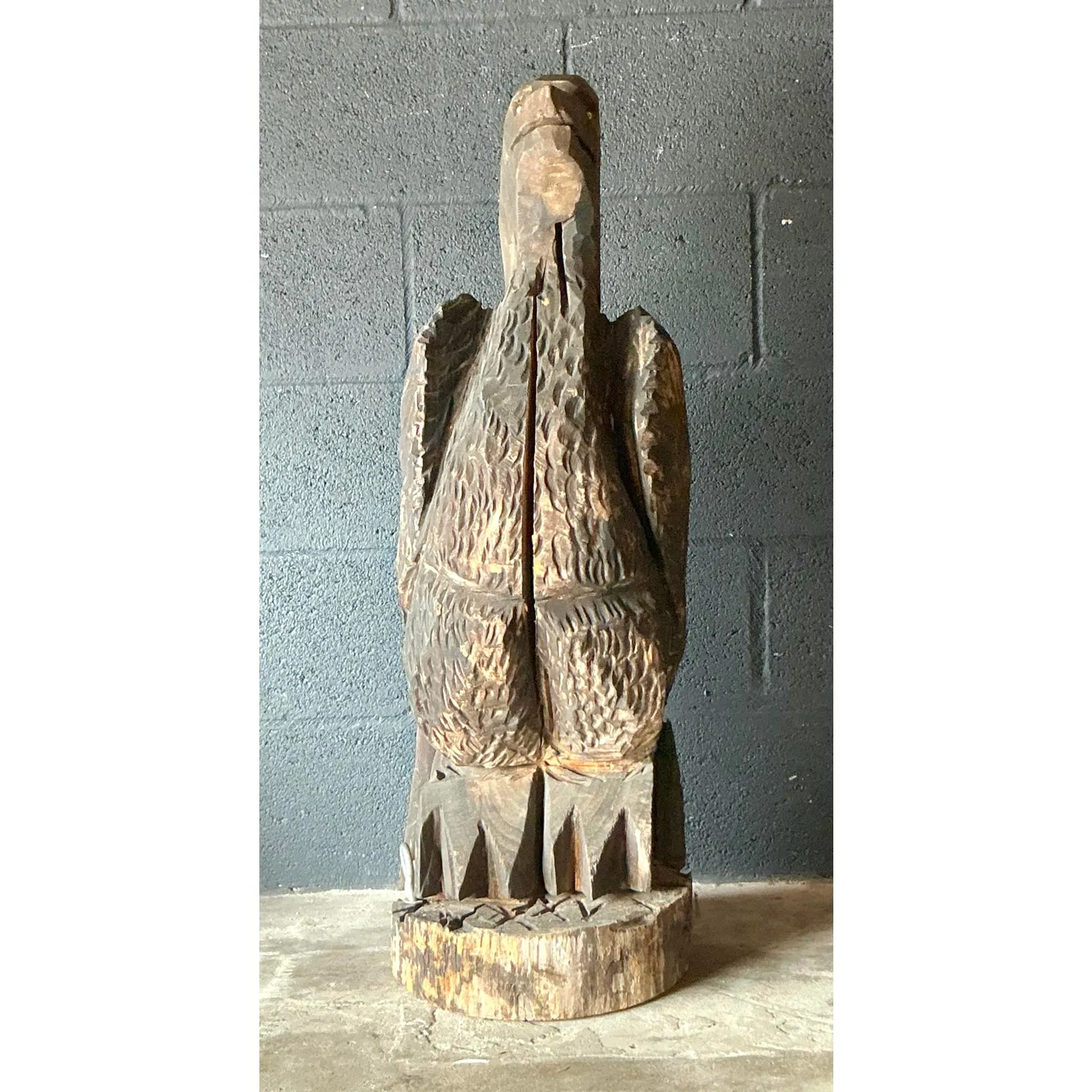 Vintage Boho Hand Carved Eagle Sculpture — additional photo 4