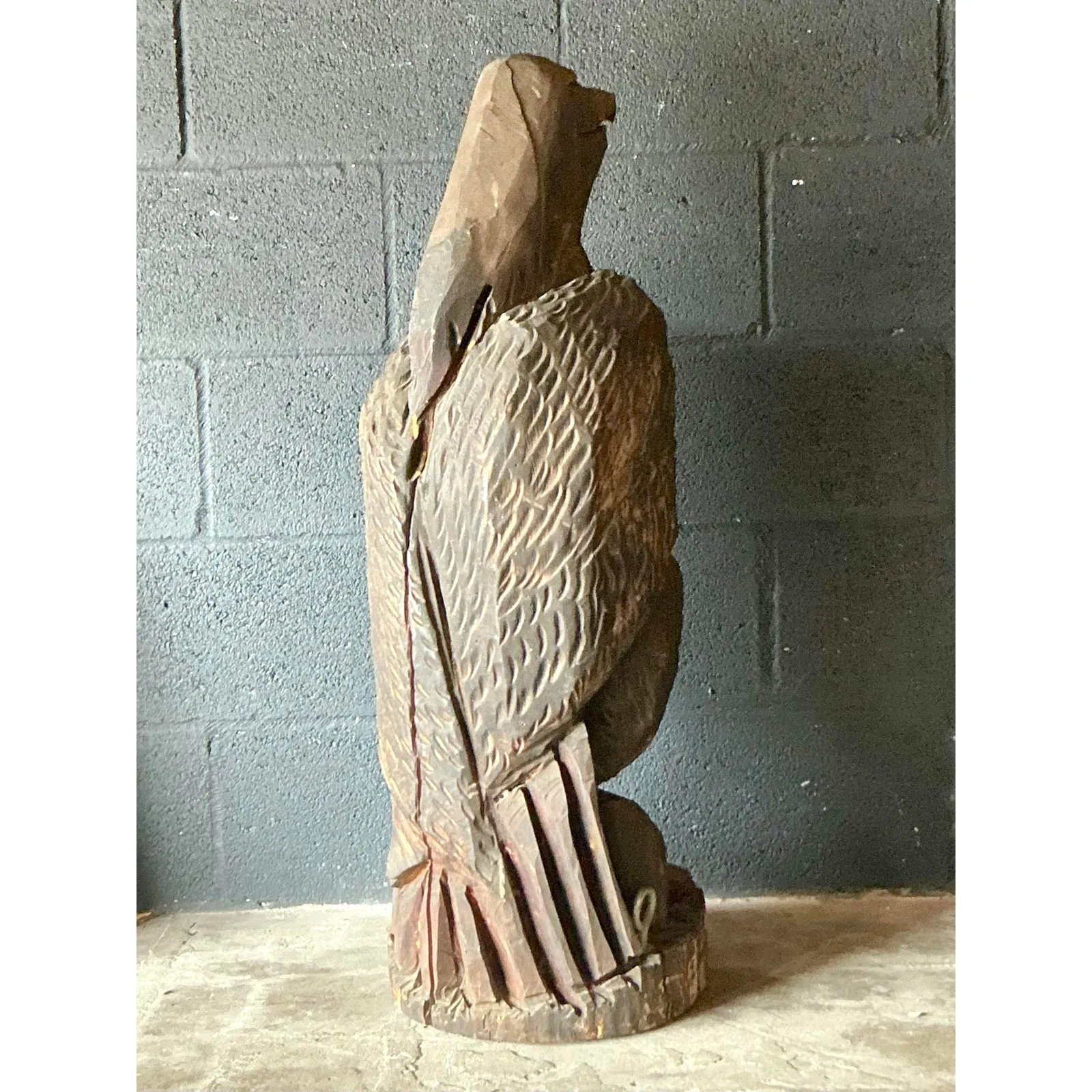 Vintage Boho Hand Carved Eagle Sculpture — additional photo 2