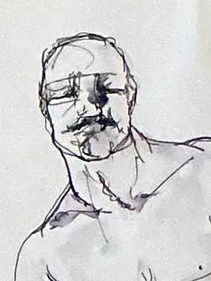 Vintage Boho Original Ink On Paper a nude Sketch Of Man — additional photo 4