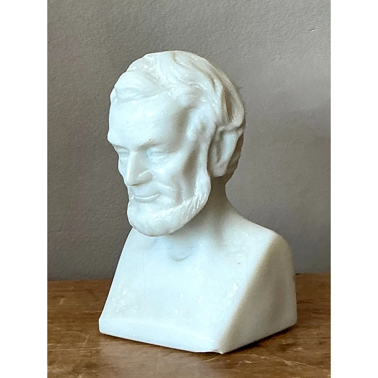 Vintage Boho Carved Marble Bust of a Lincoln — additional photo 5