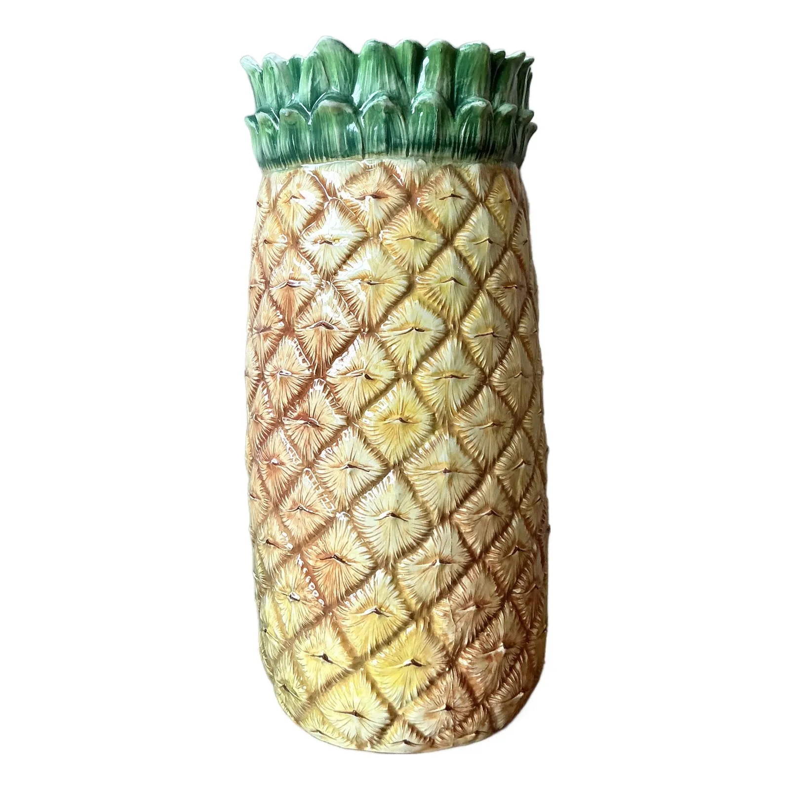 Vintage Italian Hand Painted Pineapple Umbrella Stand