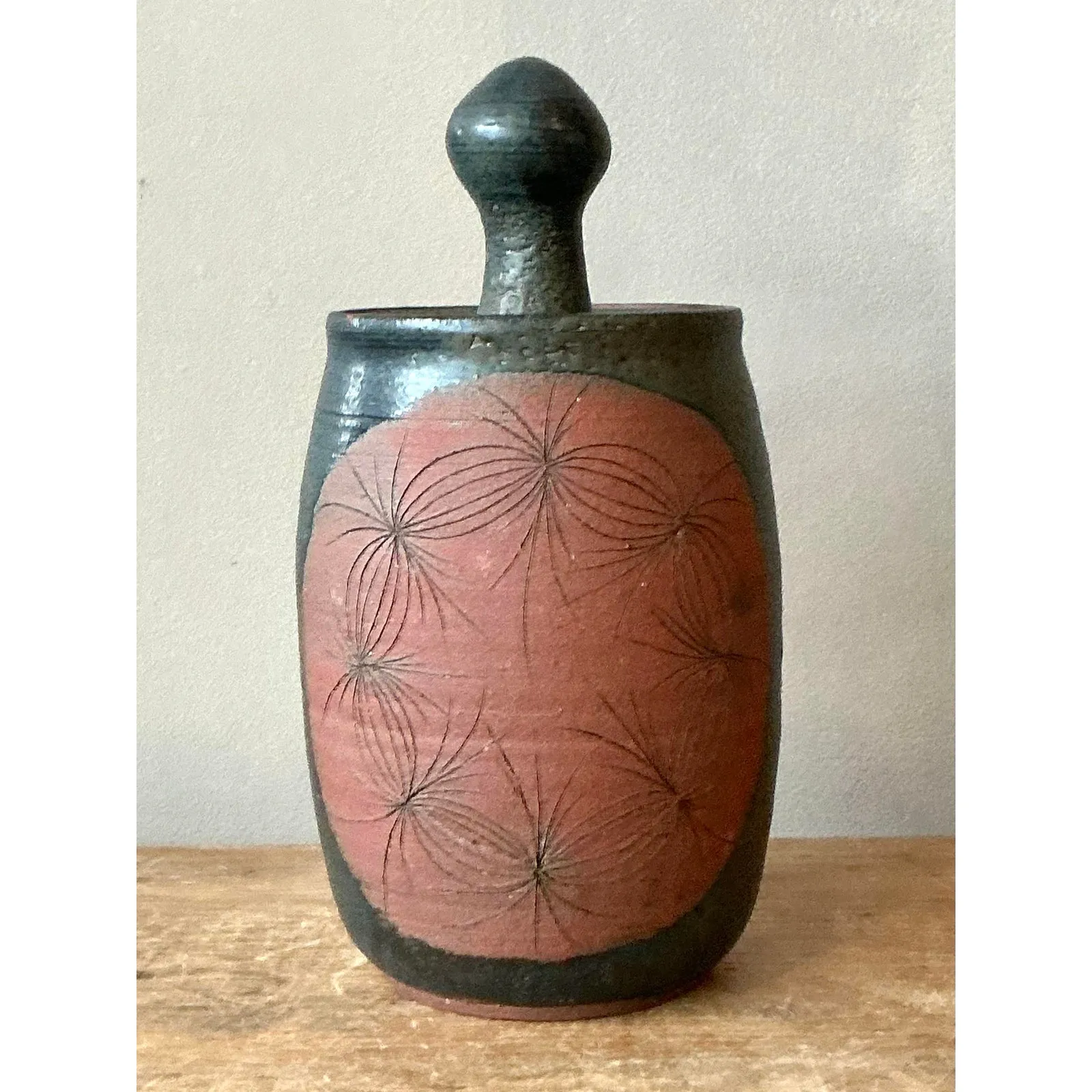 Vintage Boho Original Studio Pottery Lidded Vase` — additional photo 4