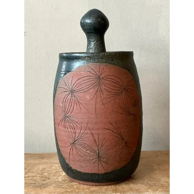 Vintage Boho Original Studio Pottery Lidded Vase` — additional photo 2