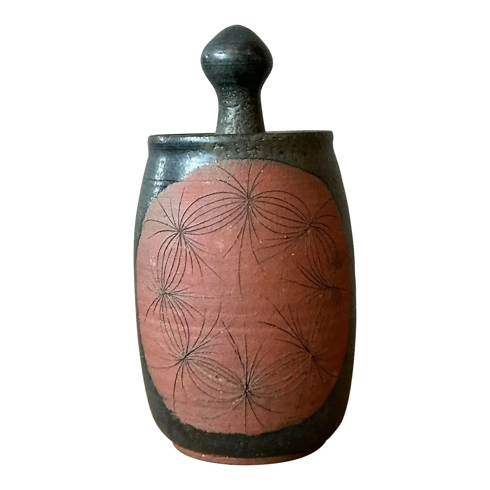 Vintage Boho Original Studio Pottery Lidded Vase` — additional photo 1