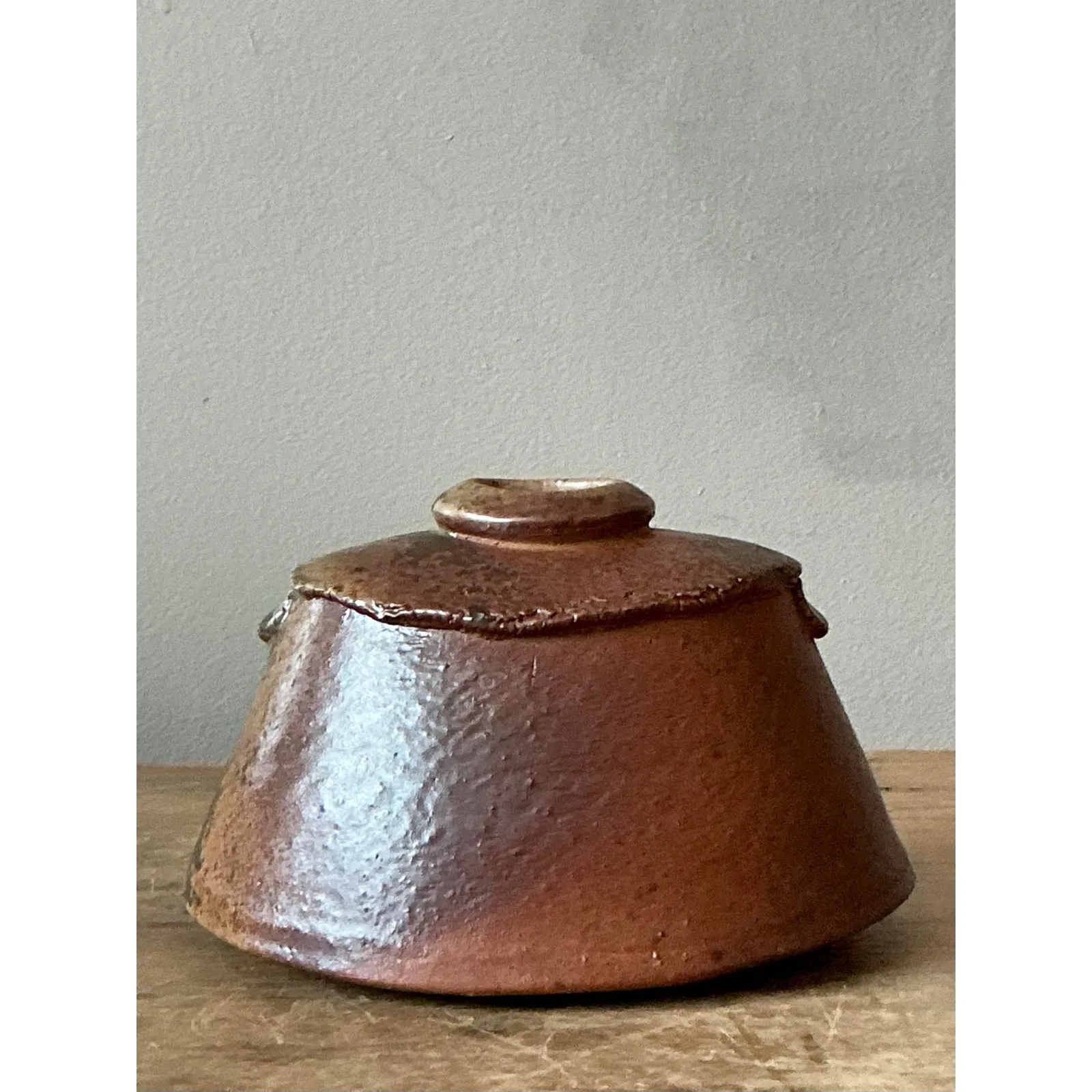 Vintage Boho Original Studio Pottery Vase - Ceramic, 5.5W x 3.5H — additional photo 1
