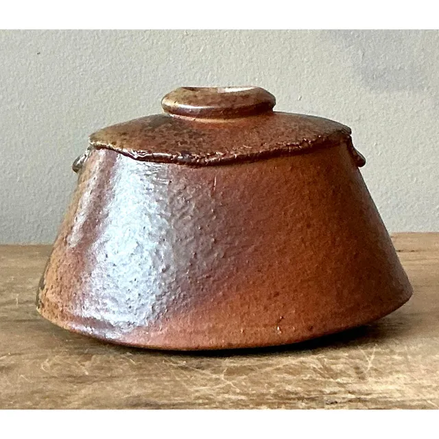 Vintage Boho Original Studio Pottery Vase - Ceramic, 5.5W x 3.5H — additional photo 2