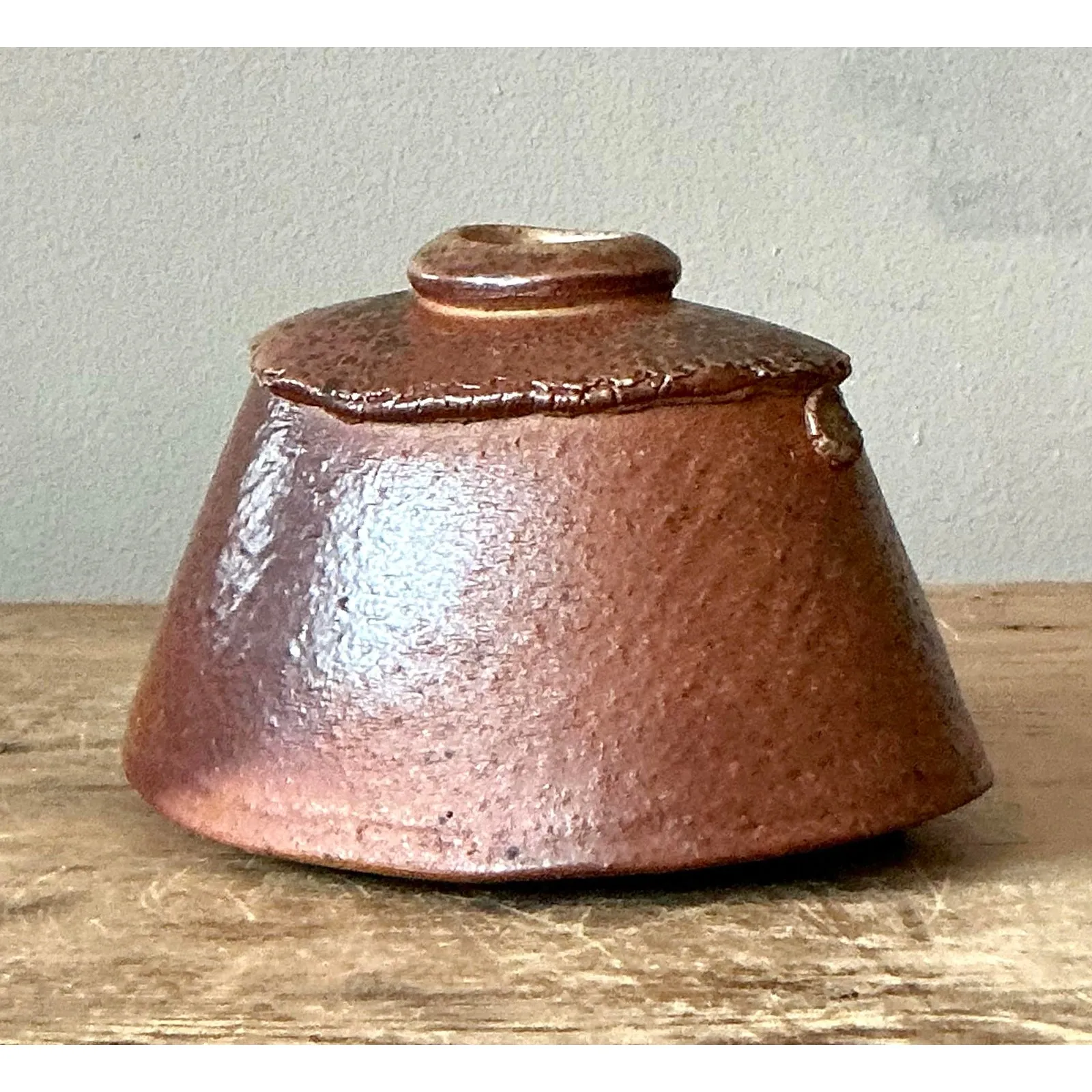 Vintage Boho Original Studio Pottery Vase - Ceramic, 5.5W x 3.5H — additional photo 5