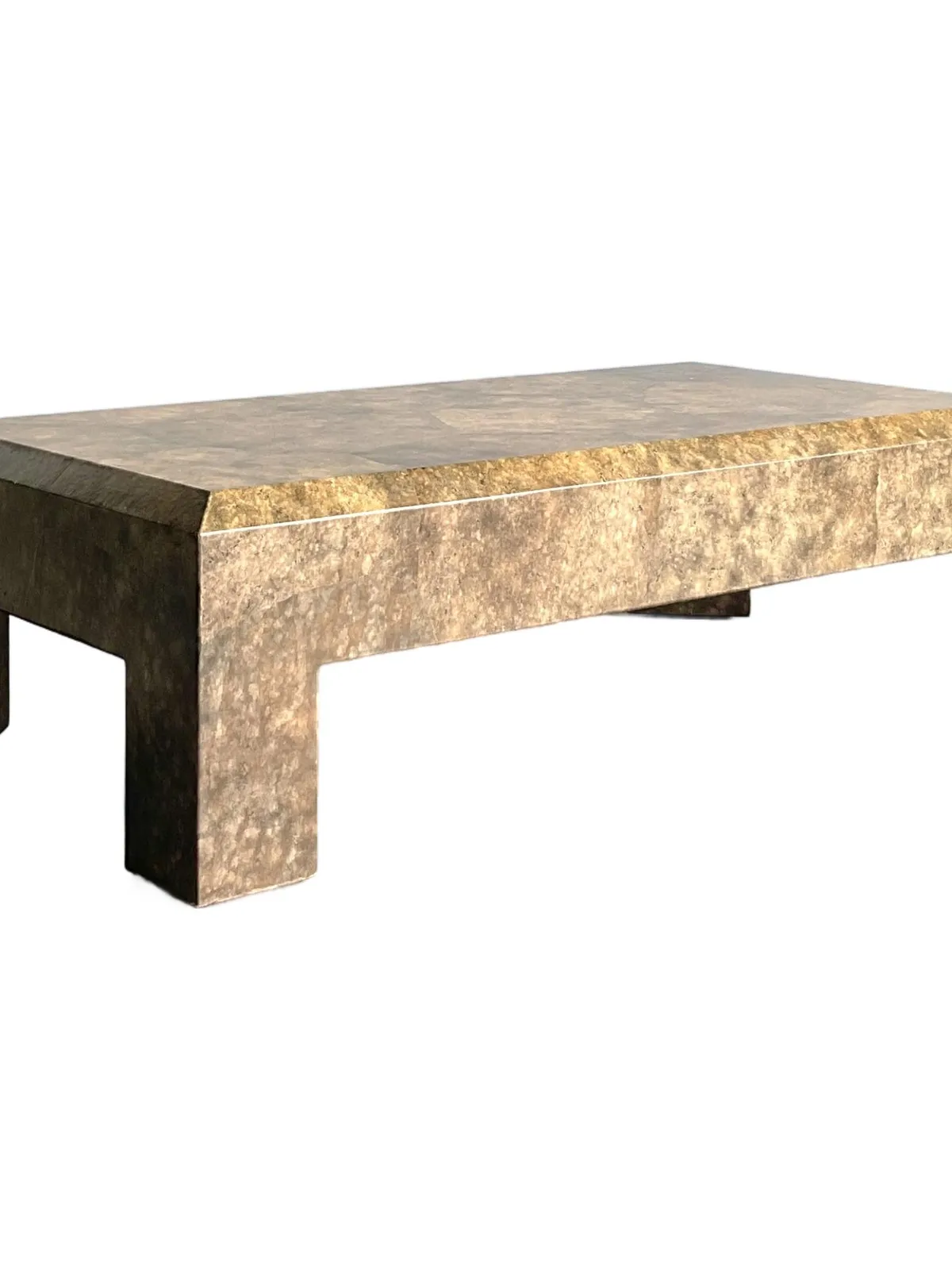 Vintage Boho Beveled Parchment Coffee Table
