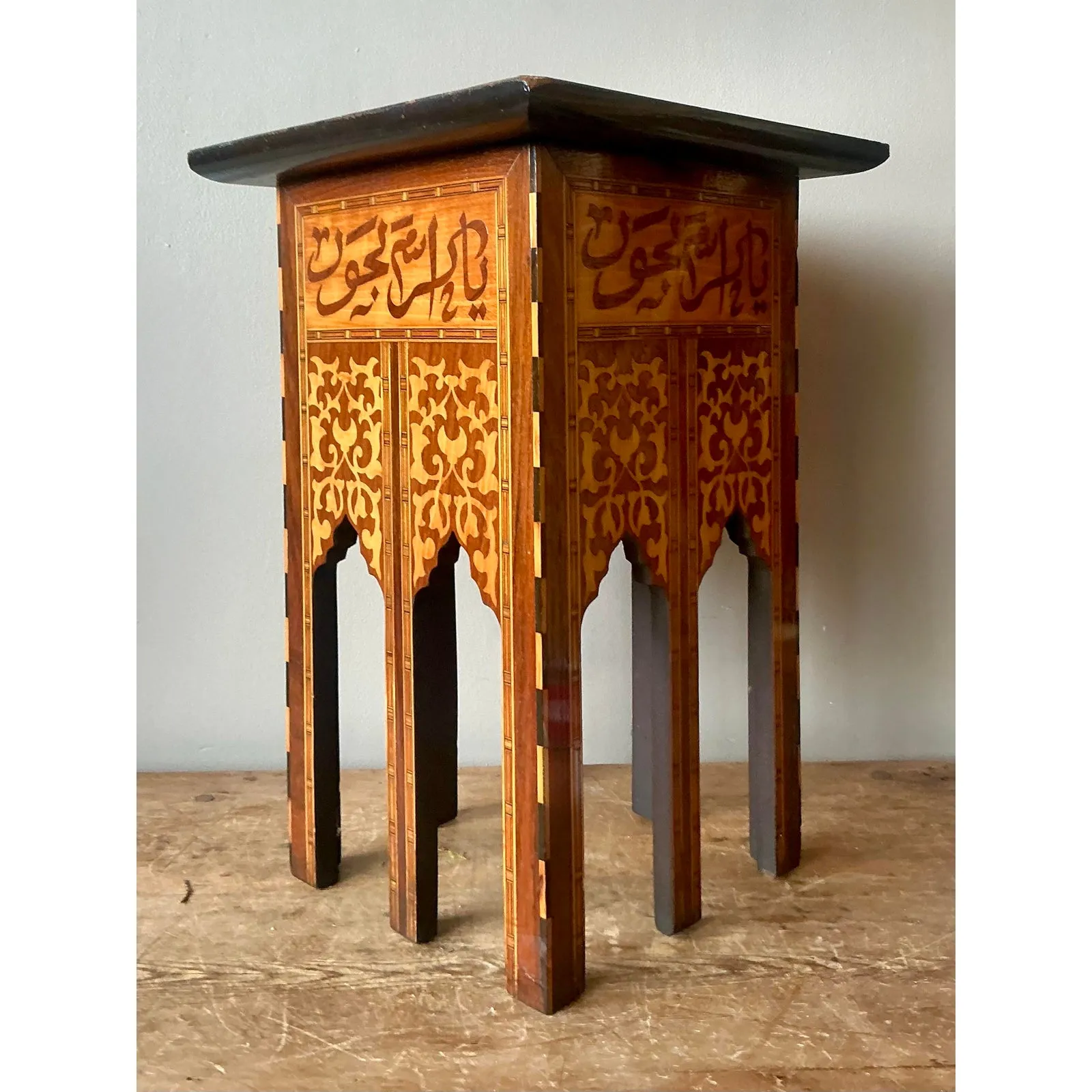 Vintage Boho Inlay Drinks Table - Wood, 17.75W x 20.75H — additional photo 2