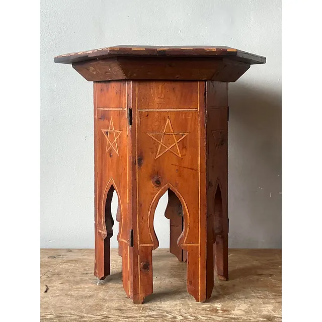 Vintage Boho Syrian Inlay Folding Drinks Table — additional photo 7