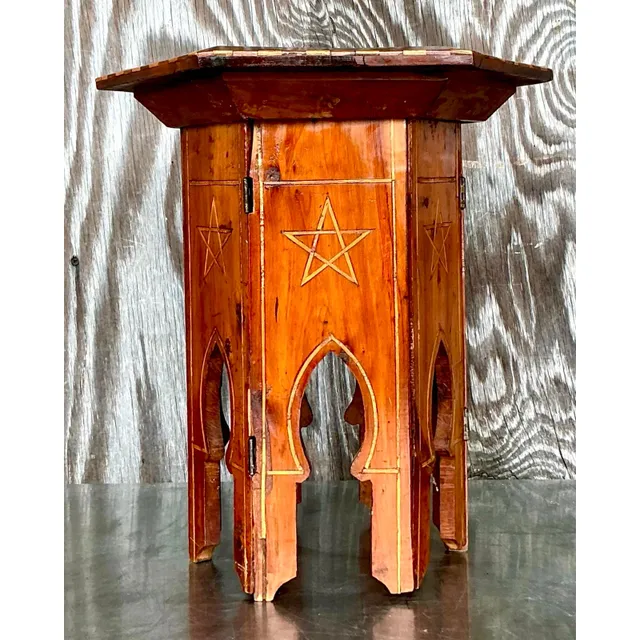 Vintage Boho Syrian Inlay Folding Drinks Table — additional photo 4