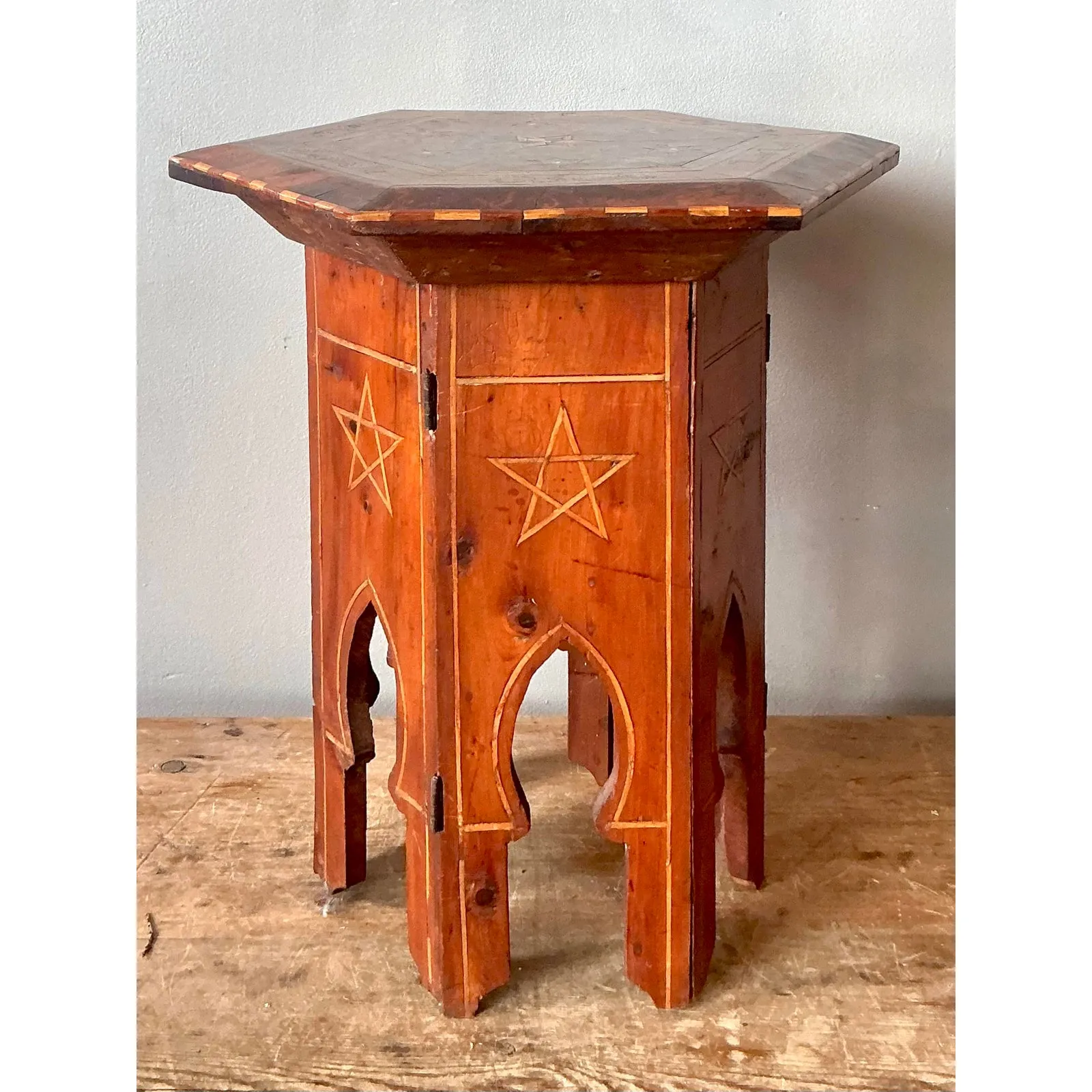 Vintage Boho Syrian Inlay Folding Drinks Table
