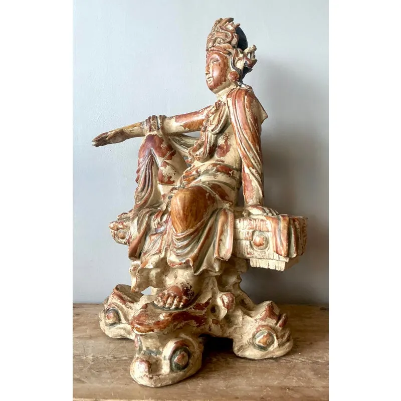 Vintage Asian Carved Wood Guanyin Statue — additional photo 6