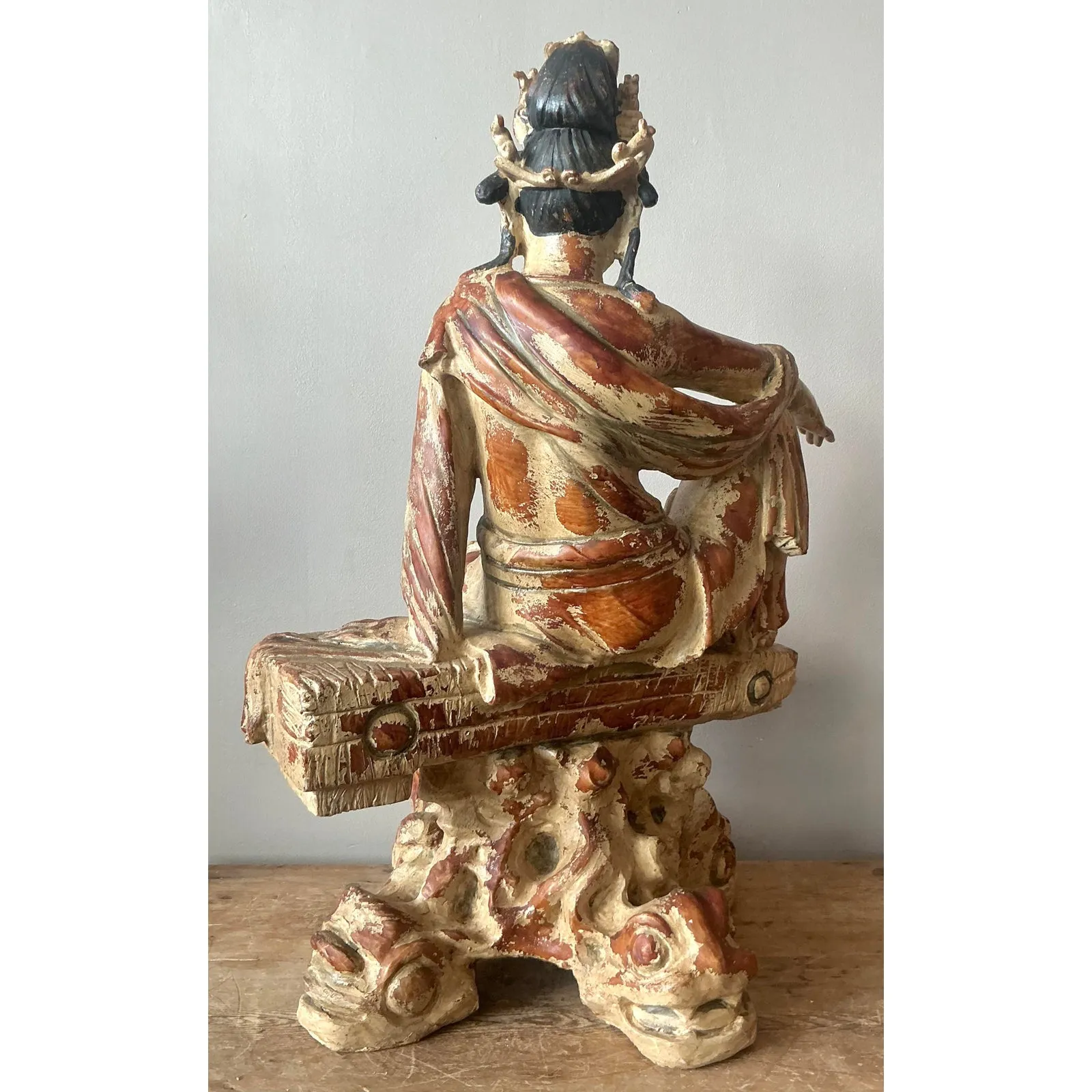 Vintage Asian Carved Wood Guanyin Statue — additional photo 8