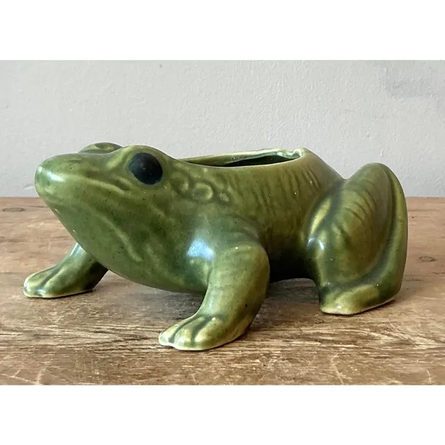 Vintage Boho Glazed Ceramic Frog Planter — additional photo 6