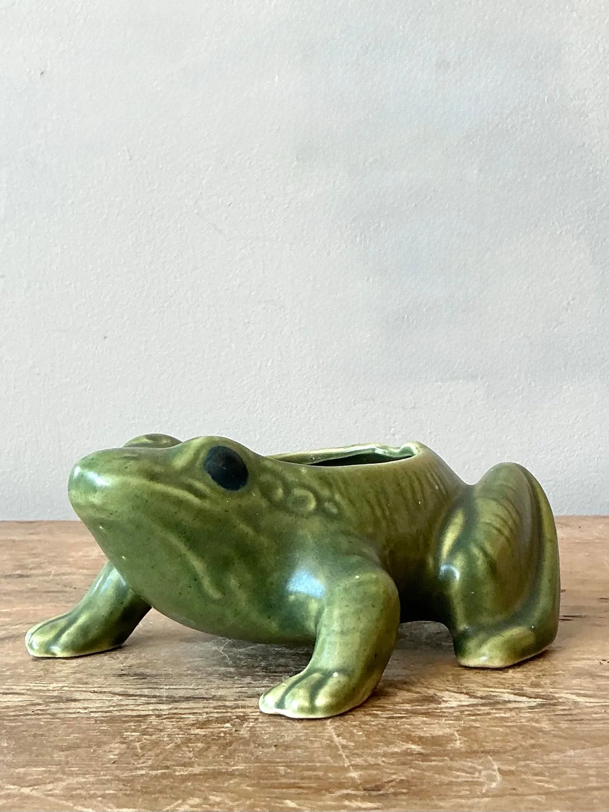 Vintage Boho Glazed Ceramic Frog Planter — additional photo 6