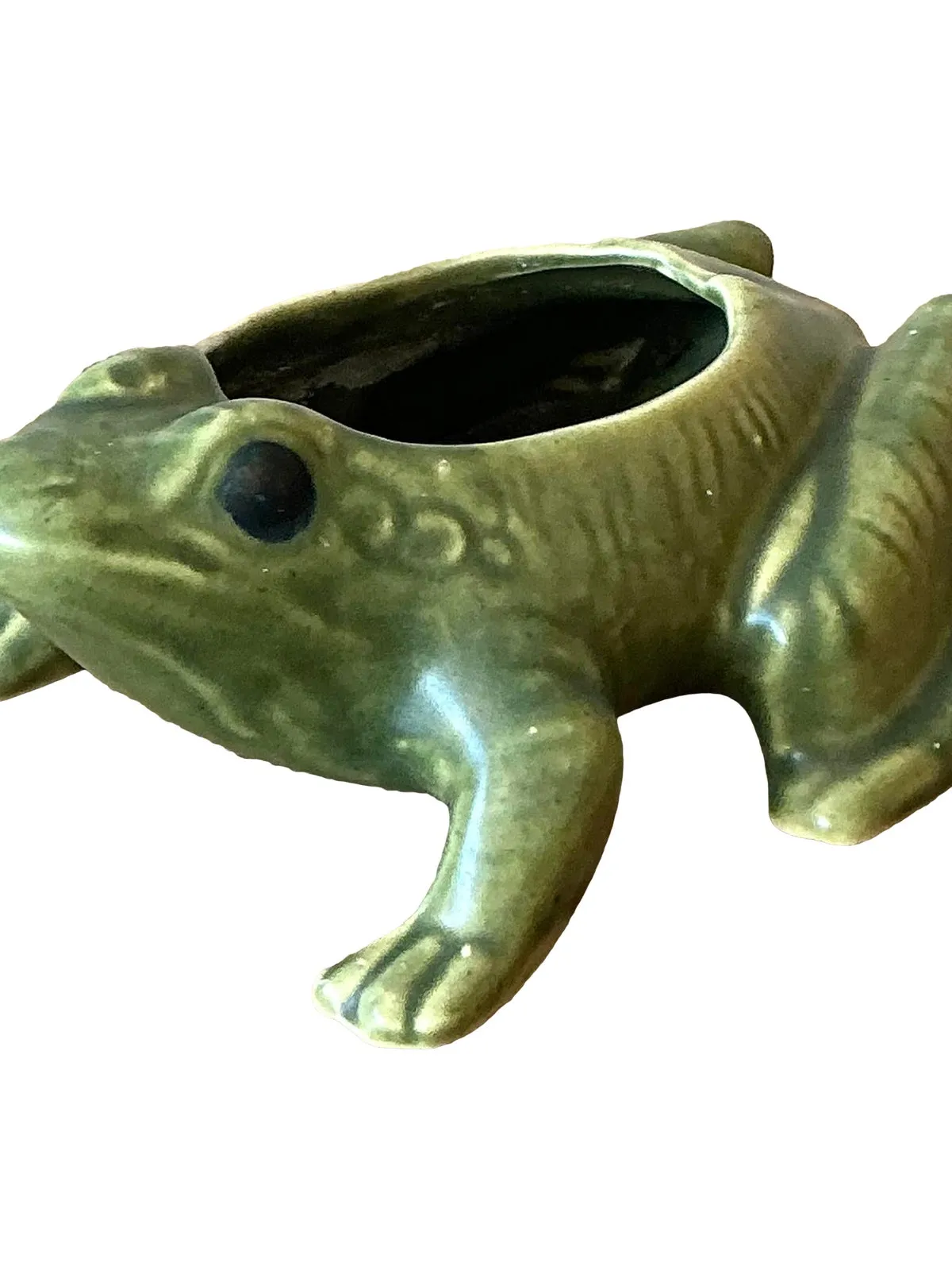 Vintage Boho Glazed Ceramic Frog Planter
