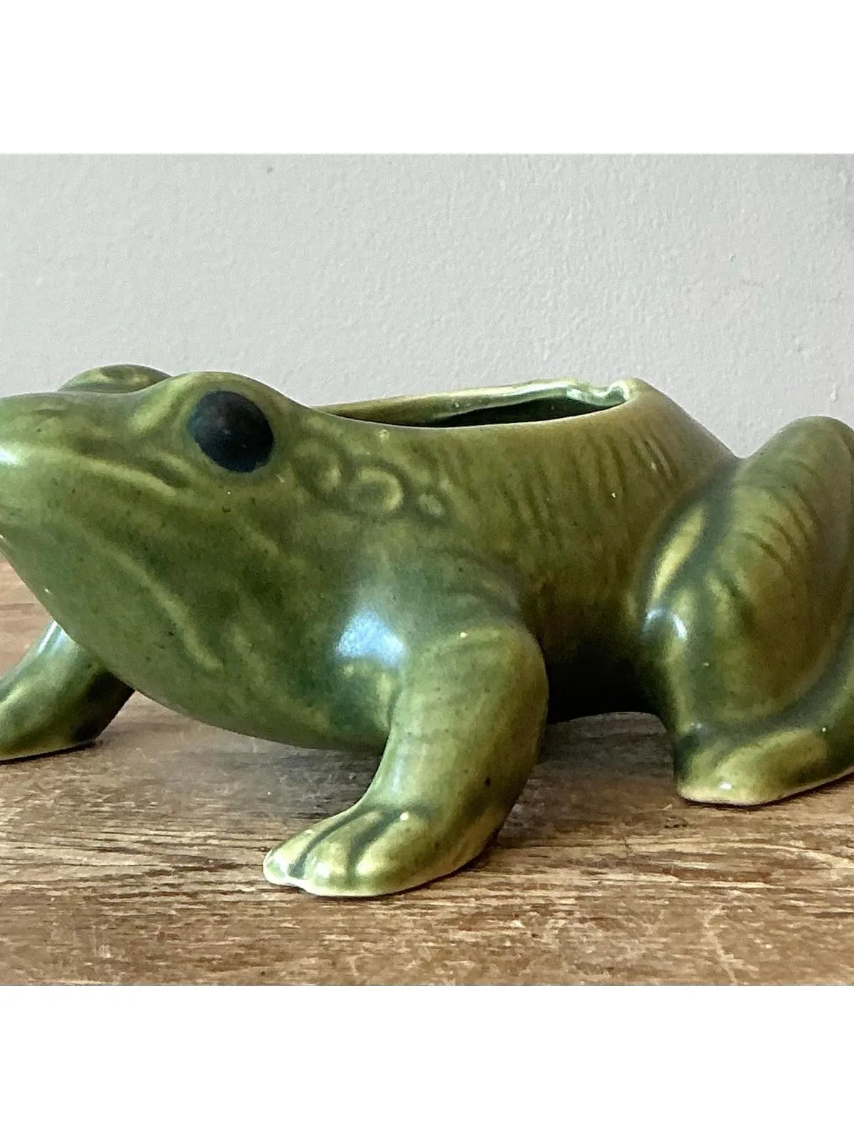 Vintage Boho Glazed Ceramic Frog Planter — additional photo 8