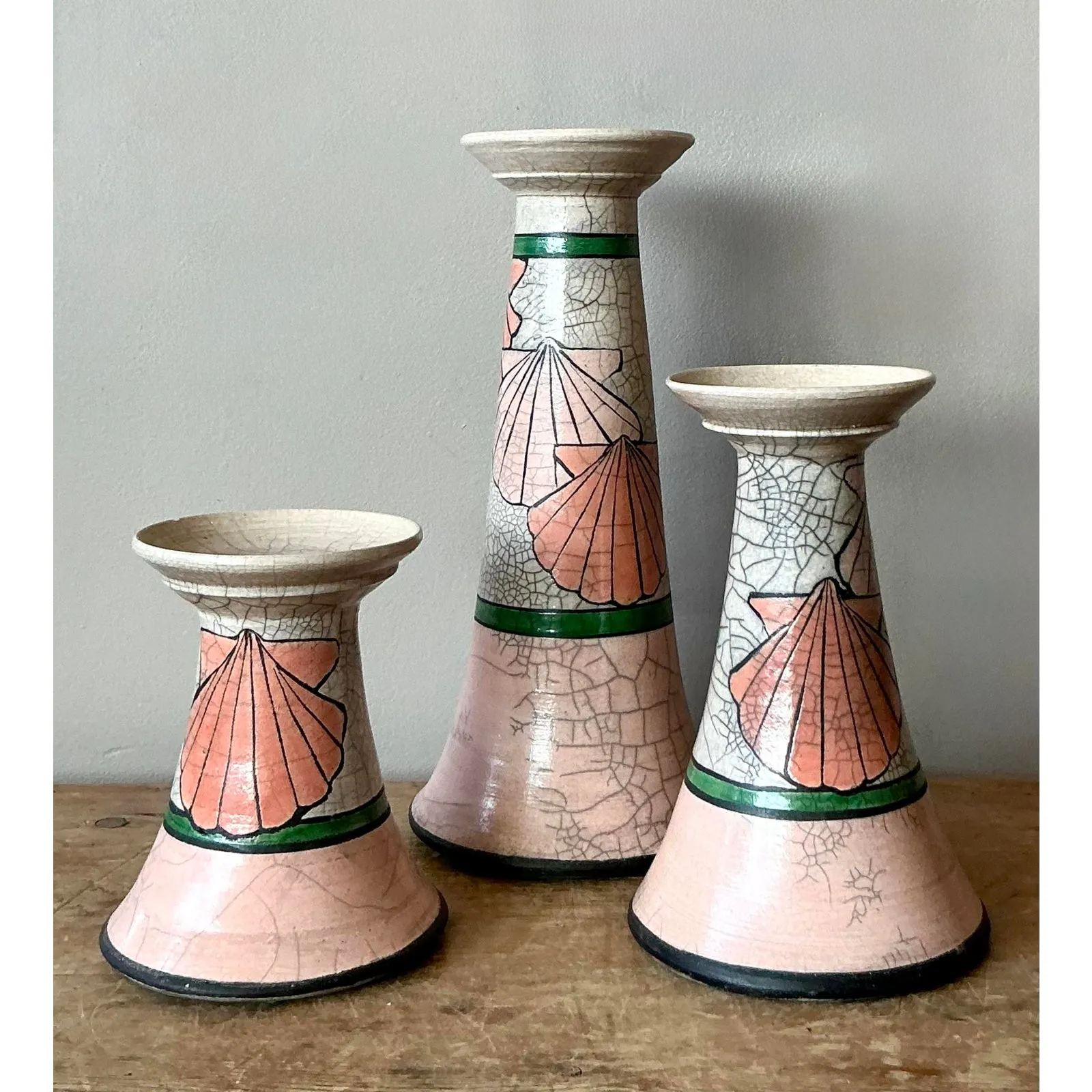 Vintage Boho Clam Shell Candle Holders - Set of Three — additional photo 4