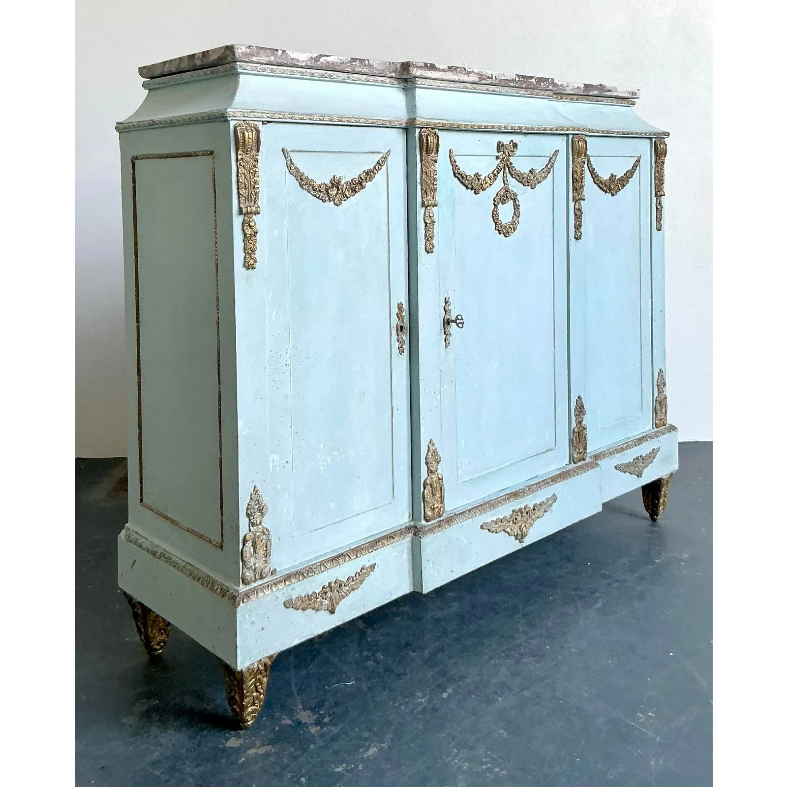 Vintage Neoclassical Gilt Tipped Cabinet With Scagliola Top — additional photo 6