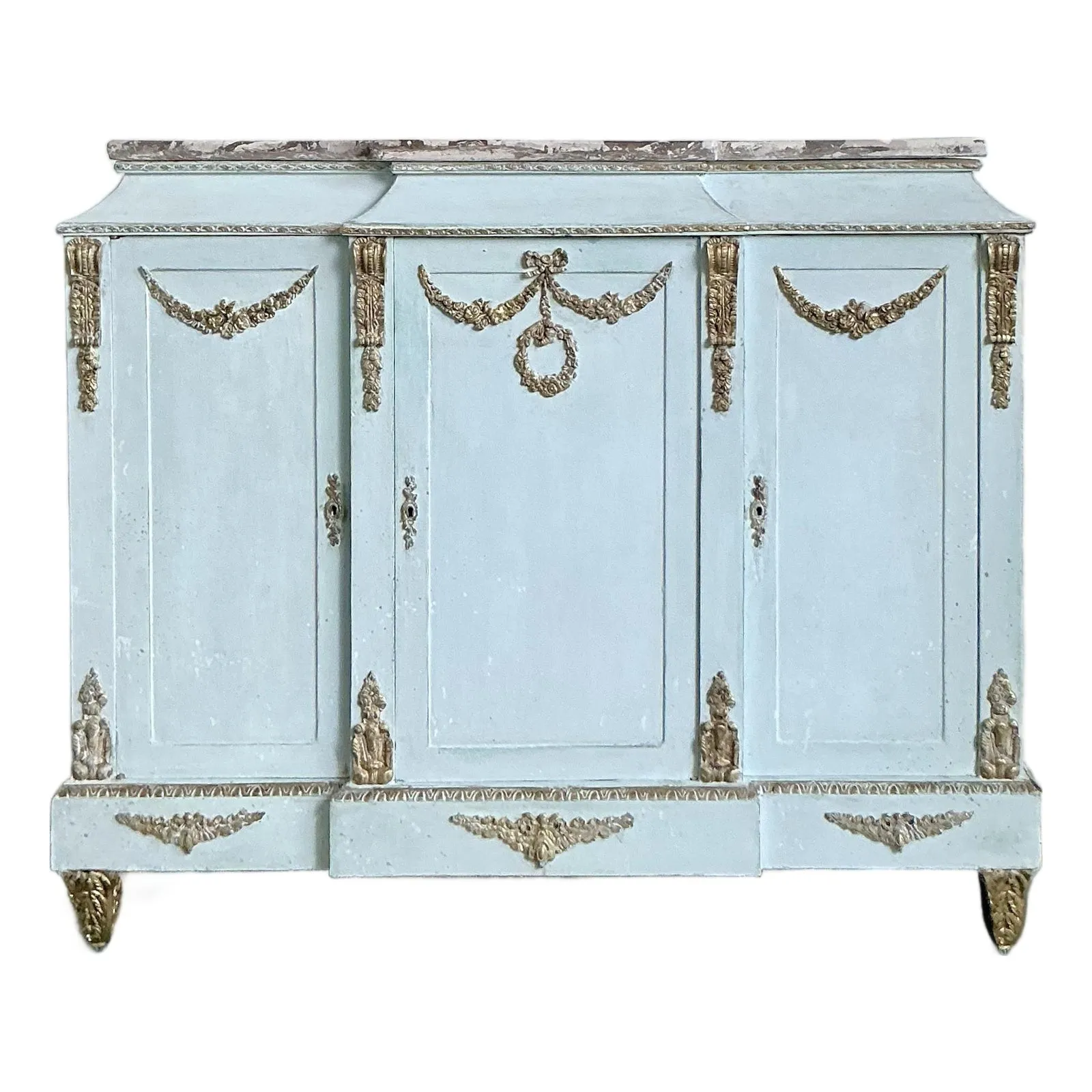 Vintage Neoclassical Gilt Tipped Cabinet With Scagliola Top — additional photo 1