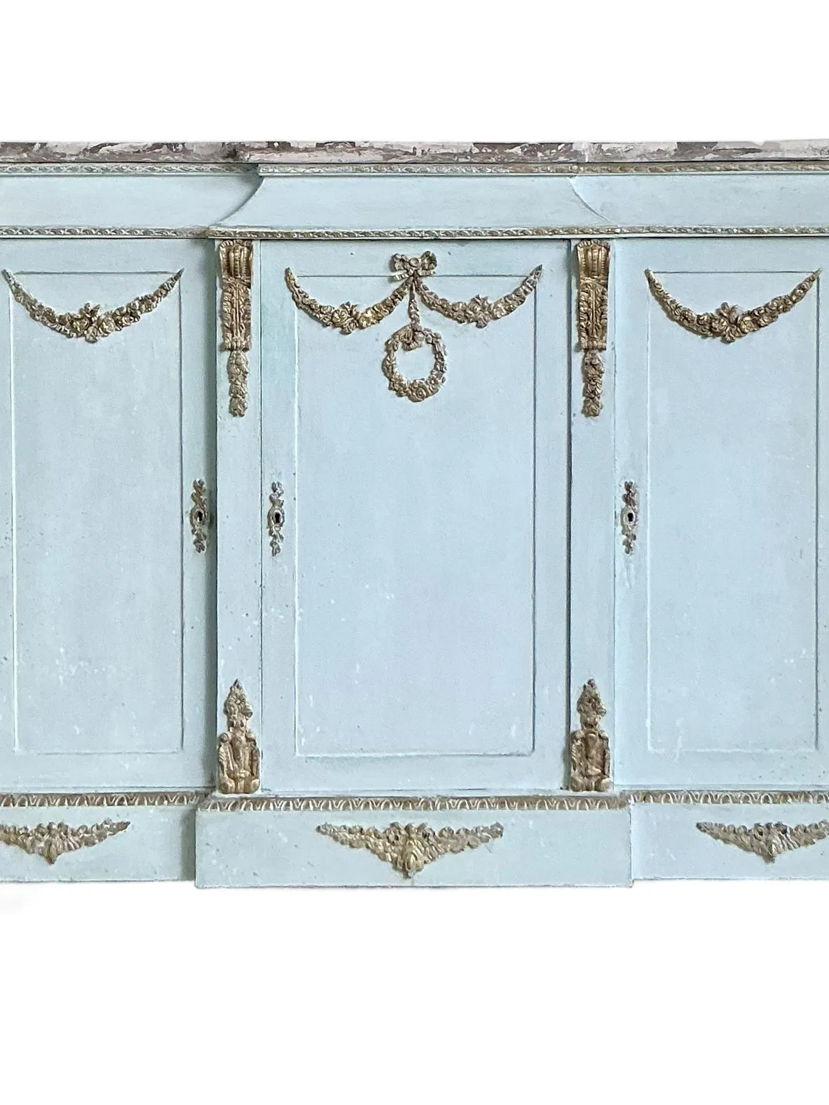 Vintage Neoclassical Gilt Tipped Cabinet With Scagliola Top