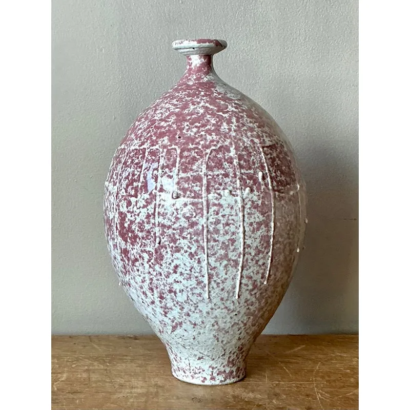 Vintage Boho Studio Pottery Vase - Ceramic, 6.25W x 11.75H — additional photo 2