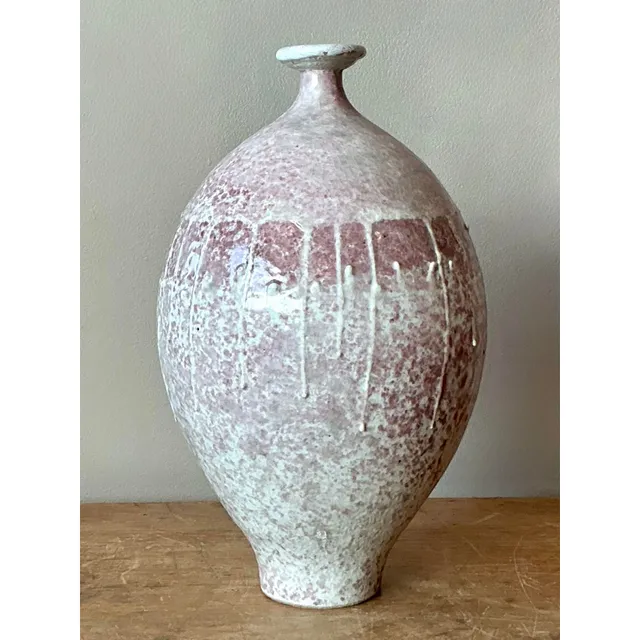 Vintage Boho Studio Pottery Vase - Ceramic, 6.25W x 11.75H — additional photo 5