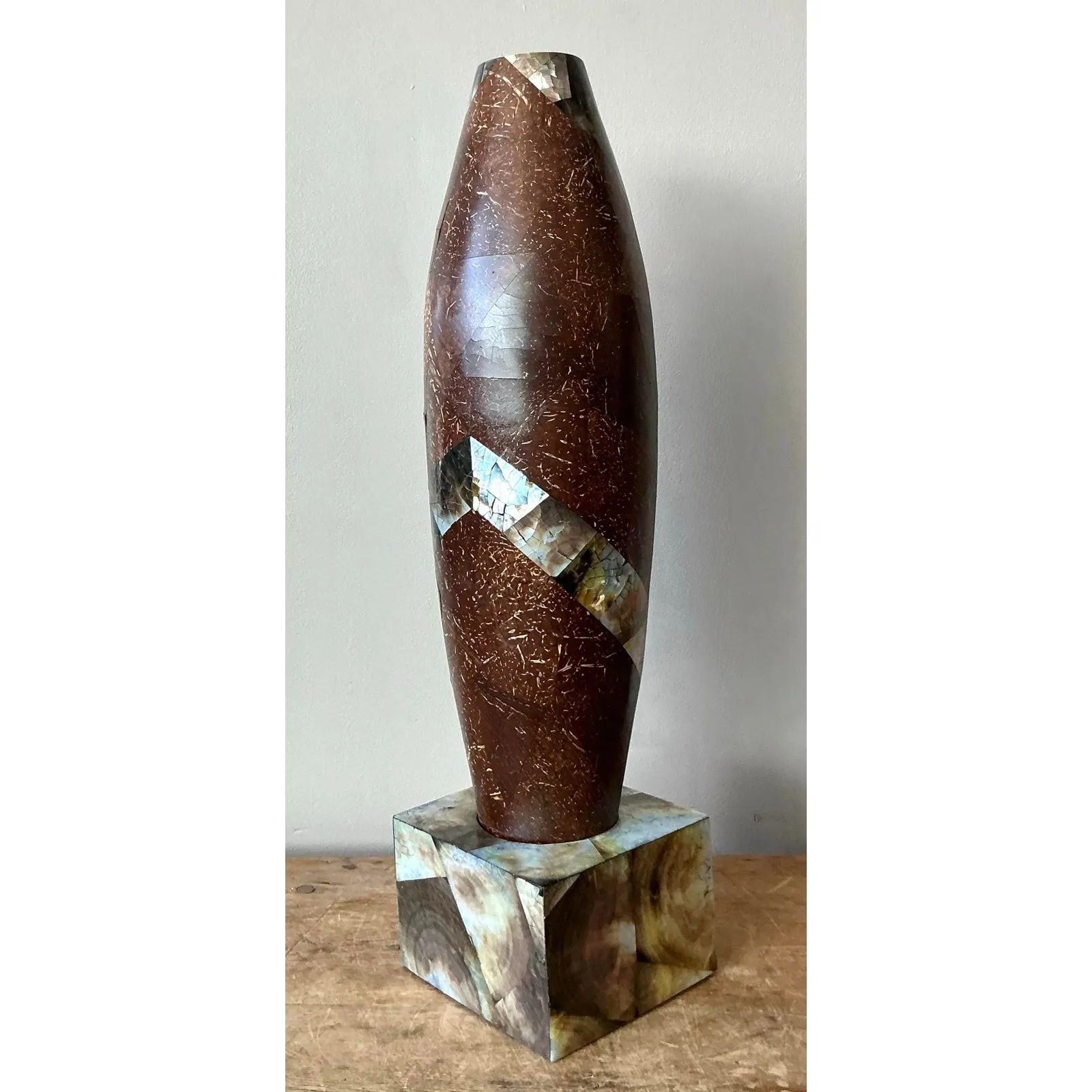 Vintage Boho Coconut Shell Vase — additional photo 1