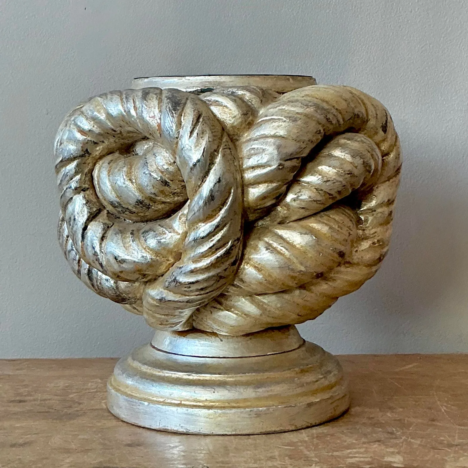 Vintage Boho Silver Leaf Knot Candlestick Holder — additional photo 2