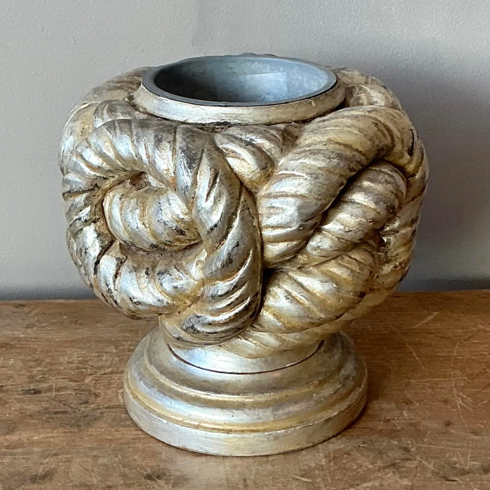 Vintage Boho Silver Leaf Knot Candlestick Holder — additional photo 6