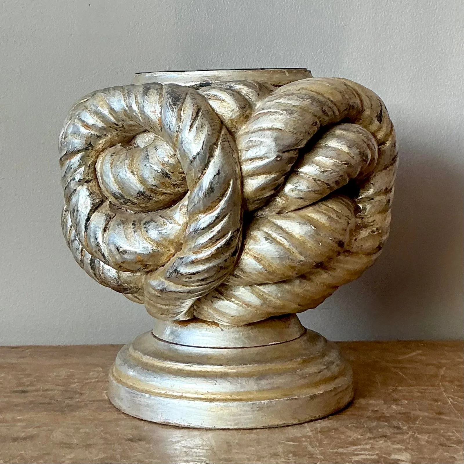 Vintage Boho Silver Leaf Knot Candlestick Holder — additional photo 3